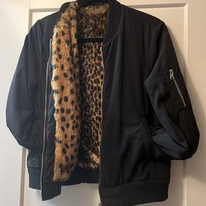 Cheetah lined bomber jacket